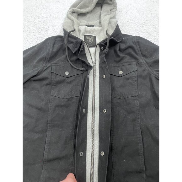 Men's Vans AV Edict Fleece Lined Black Cotton Hooded Trucker Jacket Size L - Picture 8 of 12